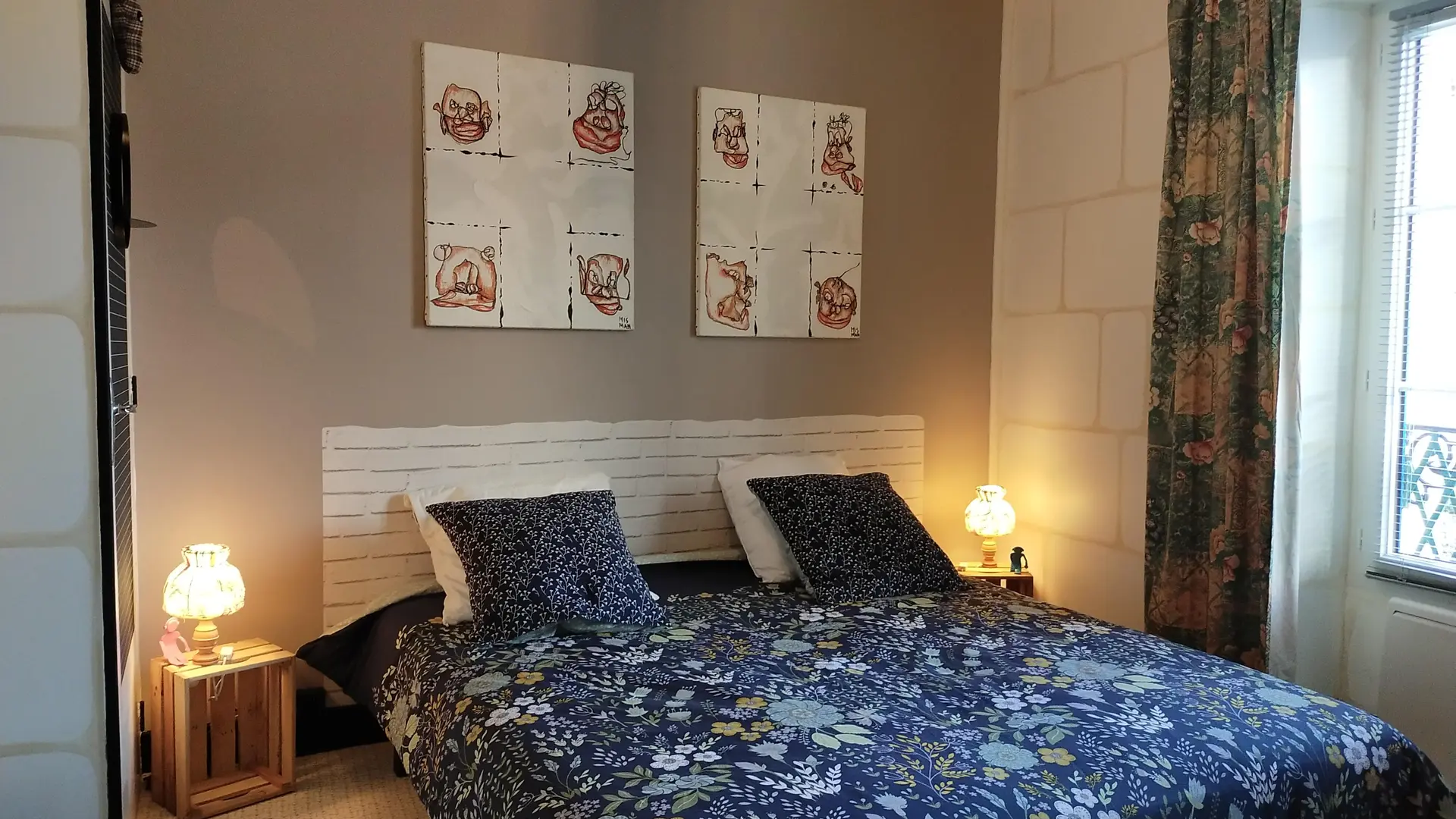 Chambre coté jardin avec lit king size convertible en 2 lits individuels