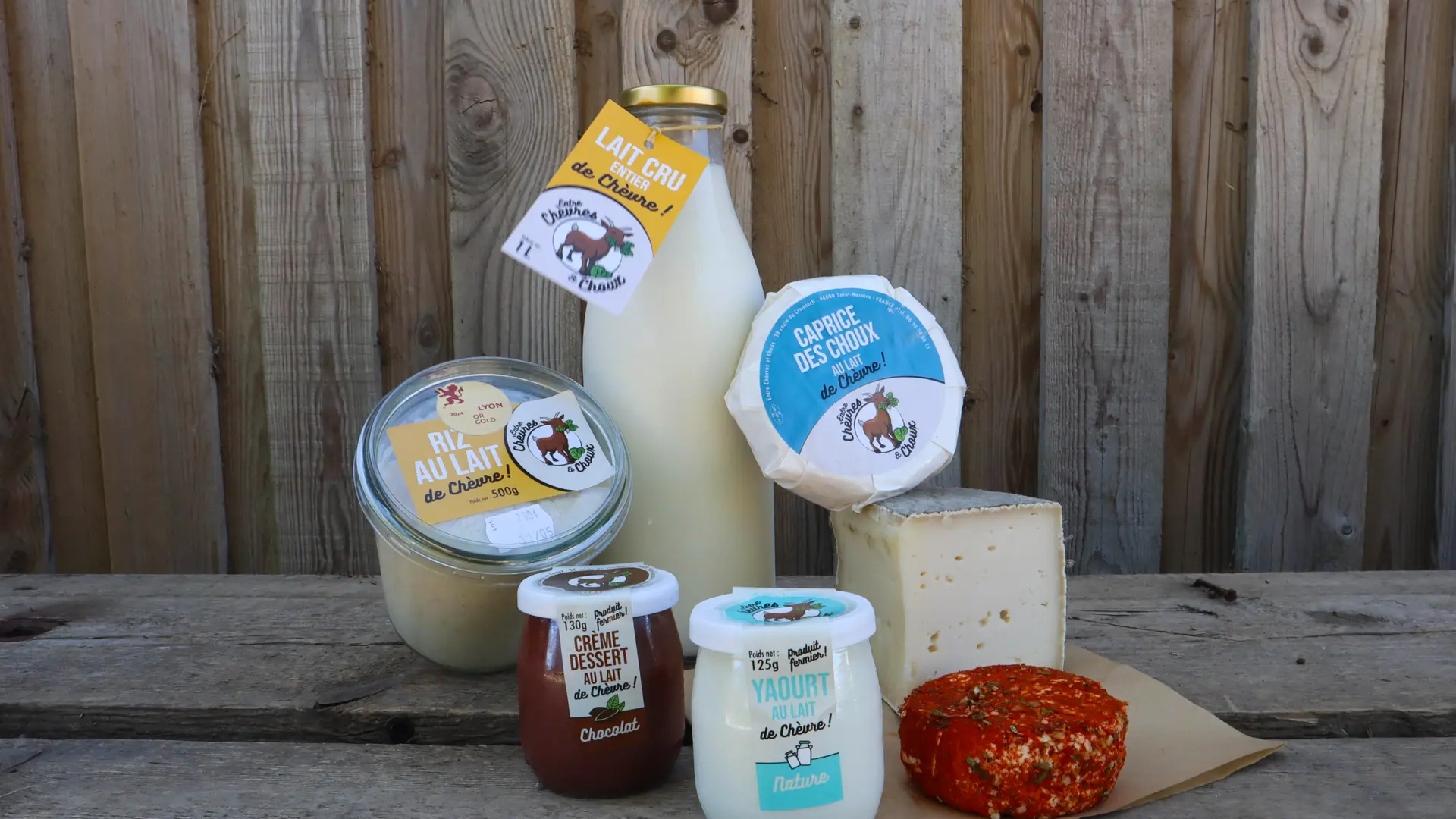 Lait, riz au lait, yaourts et fromages bio de la ferme Entre Chèvres & Choux
