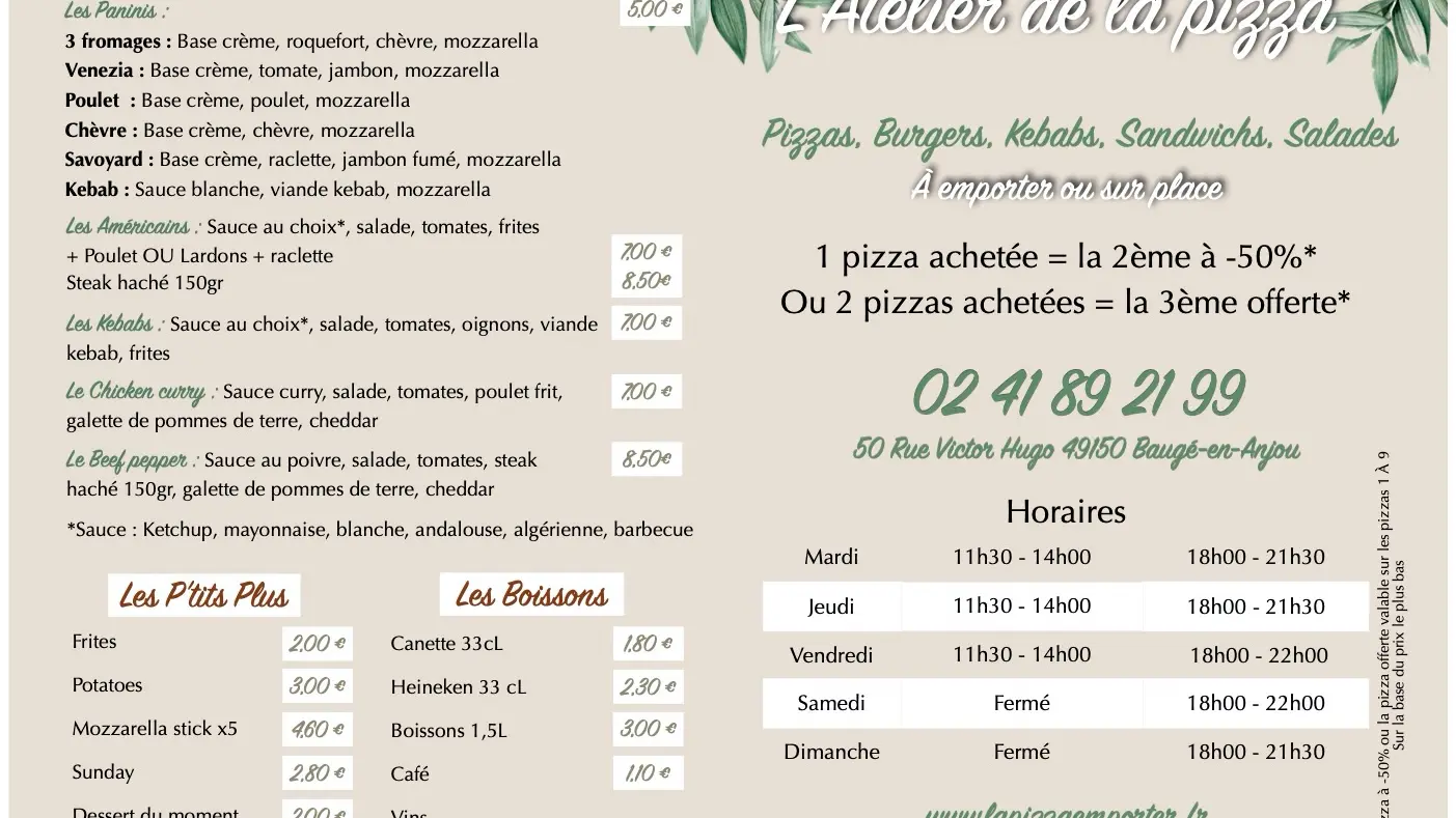 la pizza à emporter