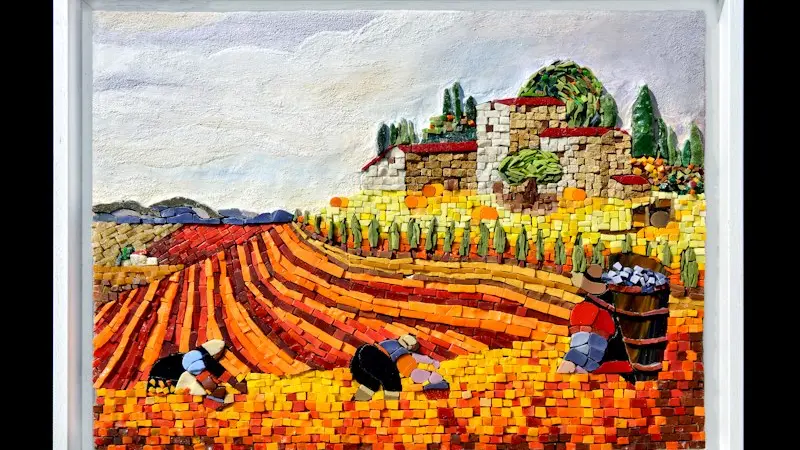 mosaïque contemporaine Paysage Toscan