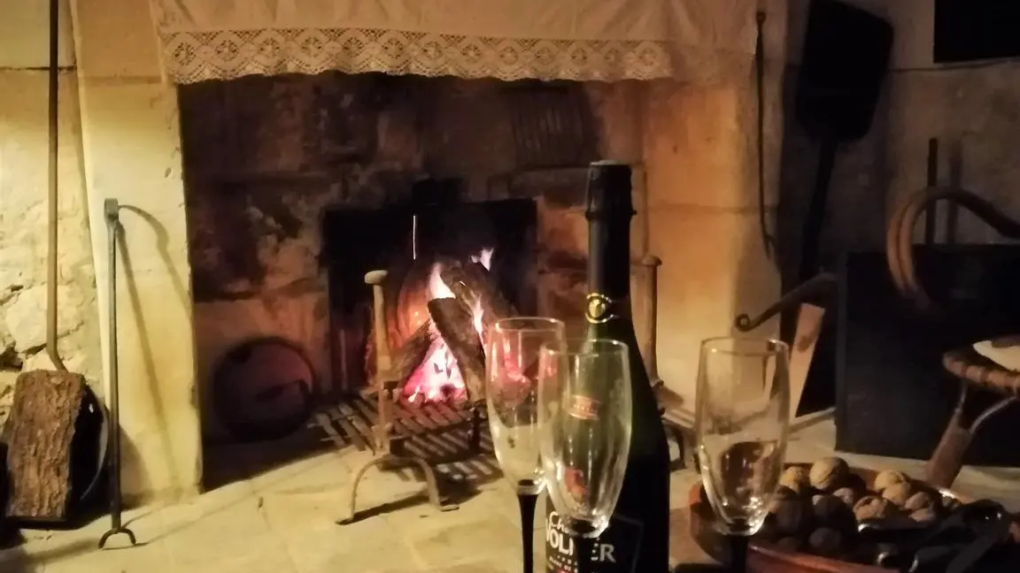 Pièce a feu partagée au rdc du  gîte