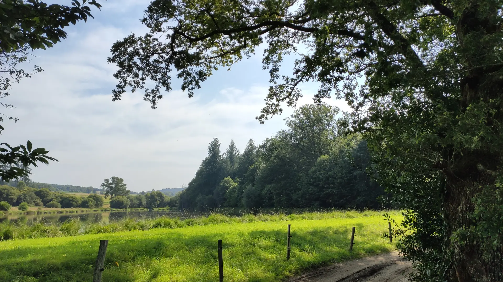 Champnétery - Sur le chemin le long de l'étang du puy Razat - Pays Monts et Barrages - Aurélien Clavreul