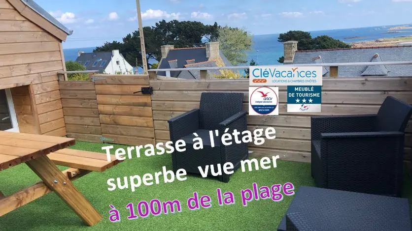 1 terrasse  vue mer 100m  plage Trestel