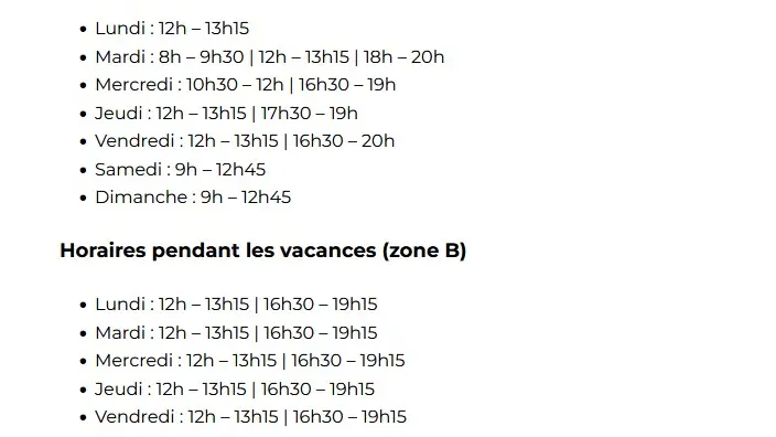 Horaires