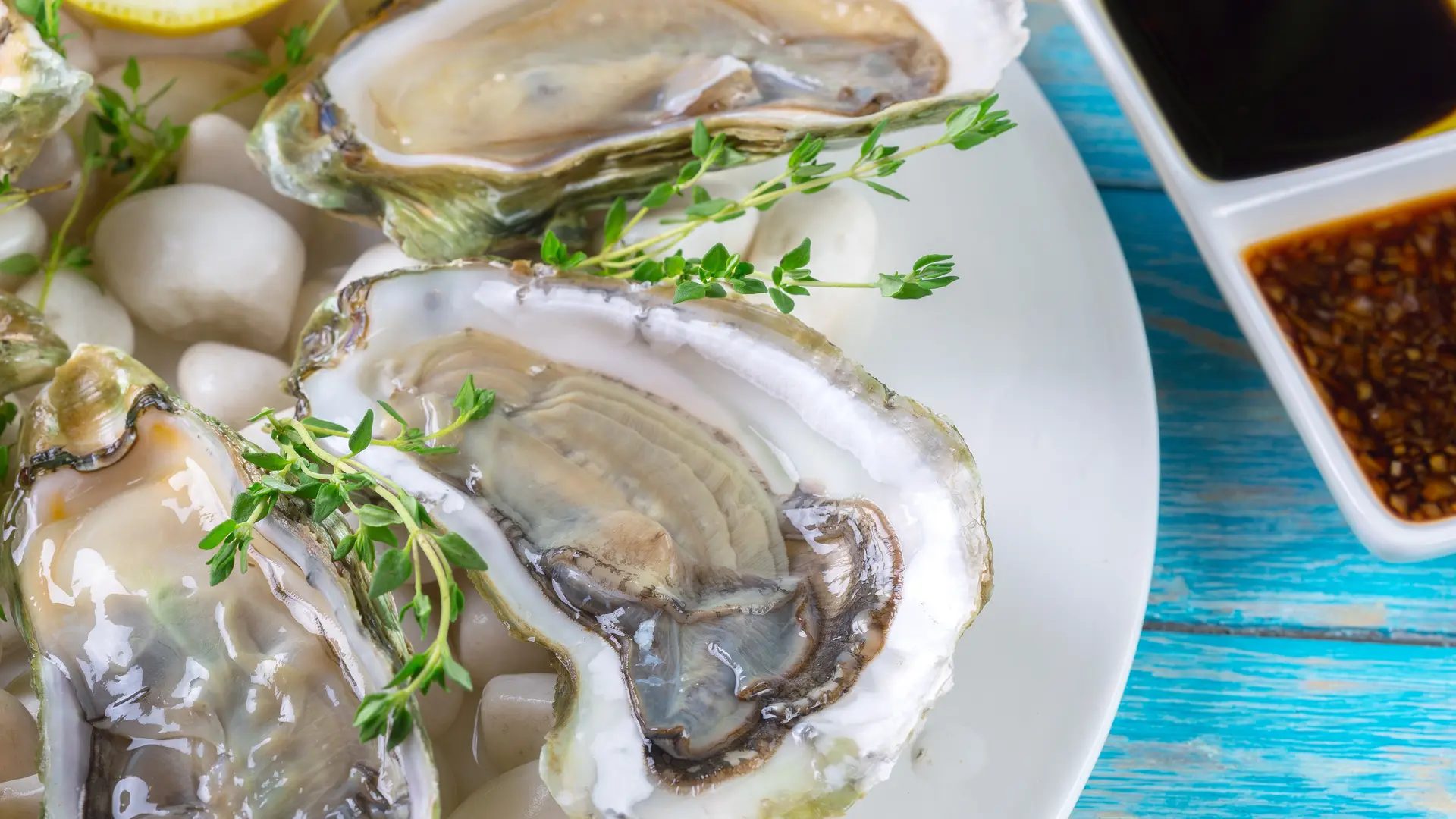 raw oysters with lemon and ice
