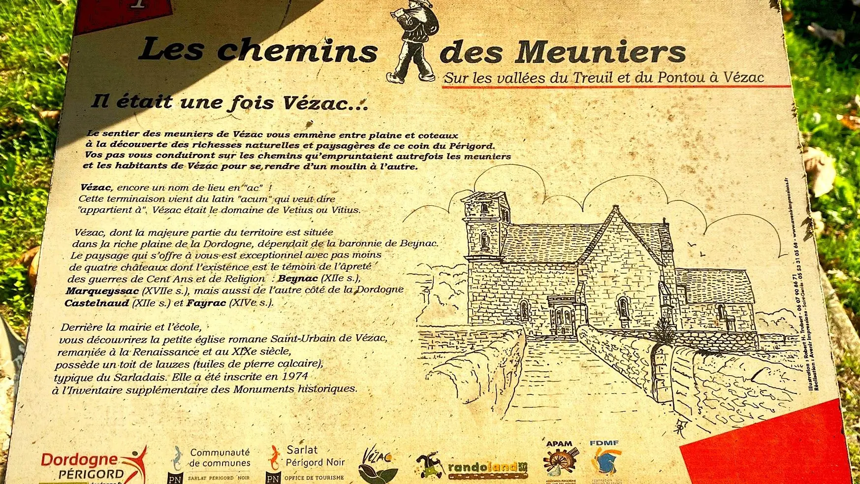 VEZAC-Boucle des Moulins-Panneau info Les Meuniers