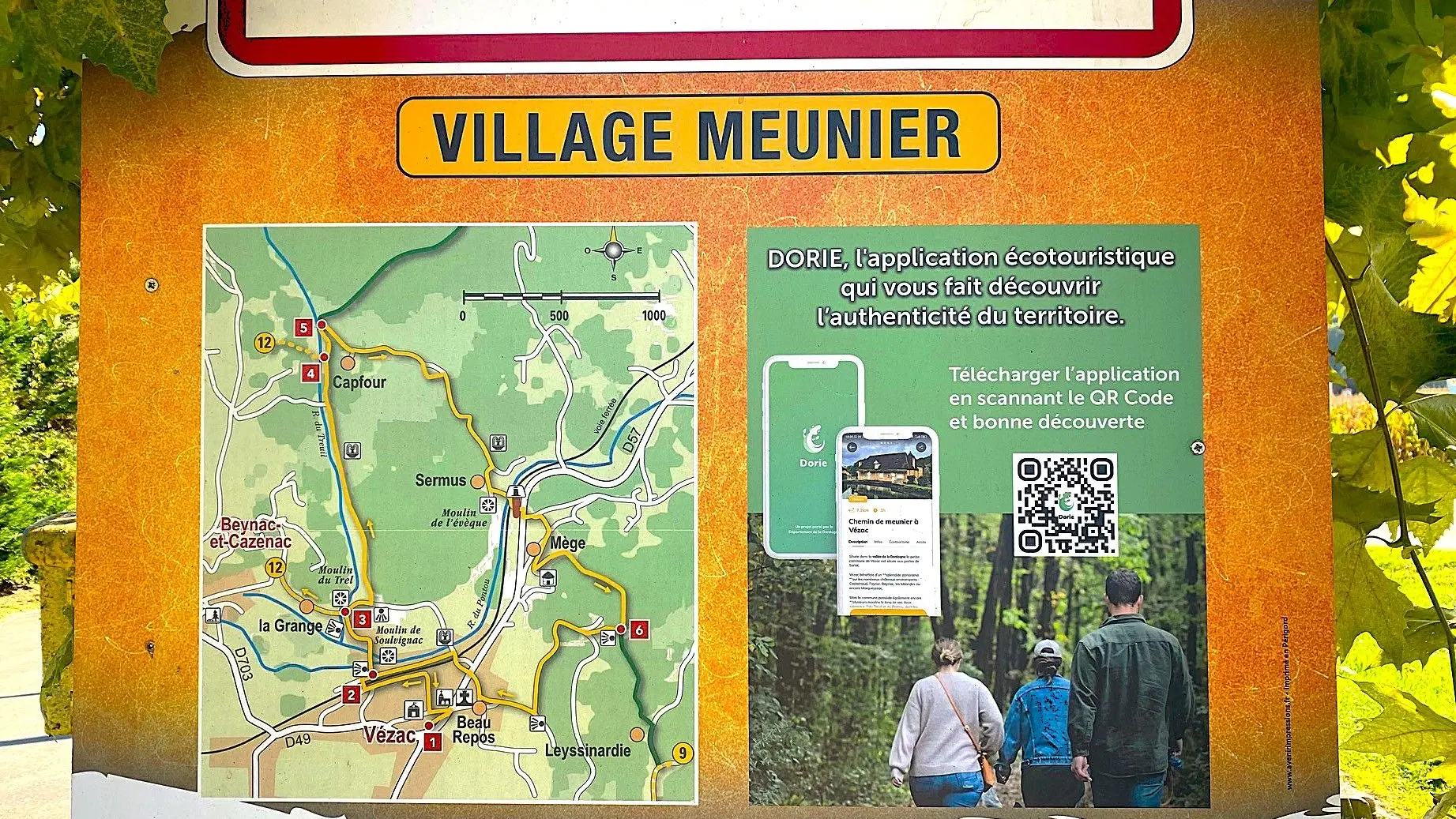 VEZAC-Boucle des Moulins-Panneau info Vézac