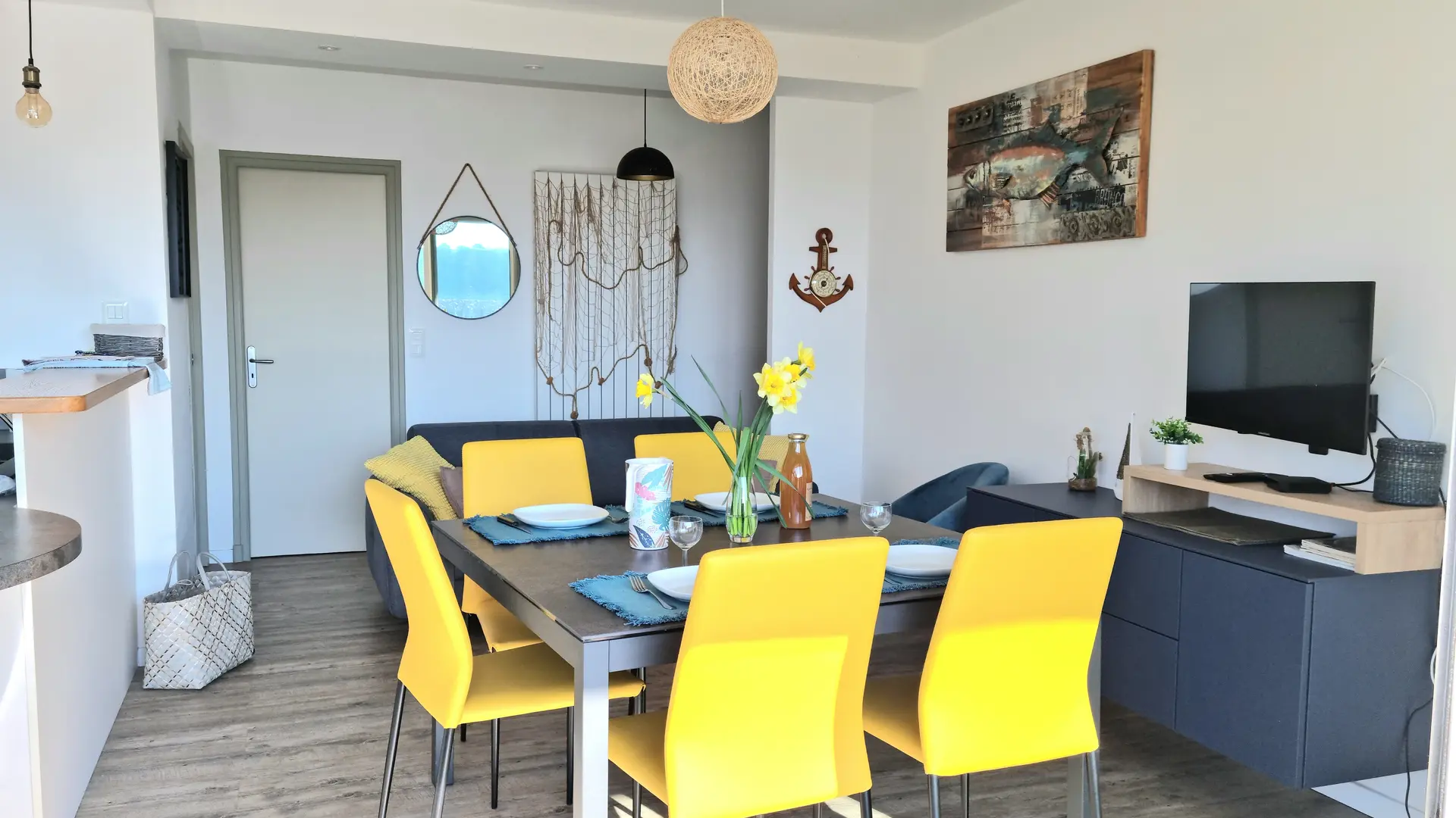 Séjour et salon vue mer