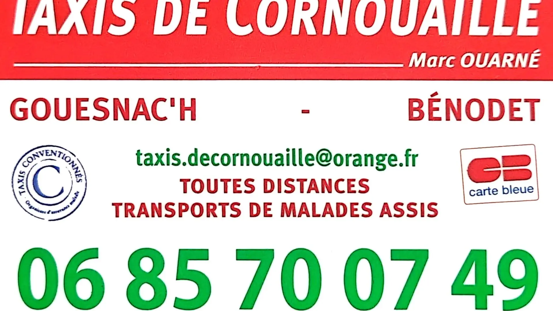 Taxi de Cornouaille carte