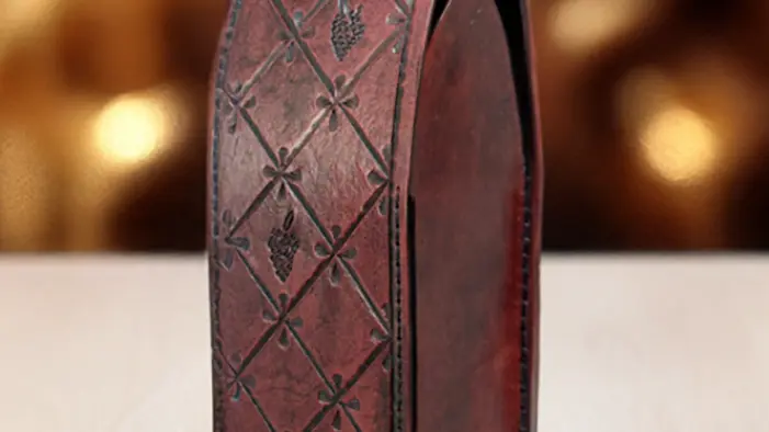 PORTE BOUTEILLE CUIR REPOUSSE