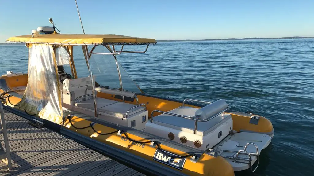 Bat'express - Bateau-taxi semi rigide jaune - Jetée