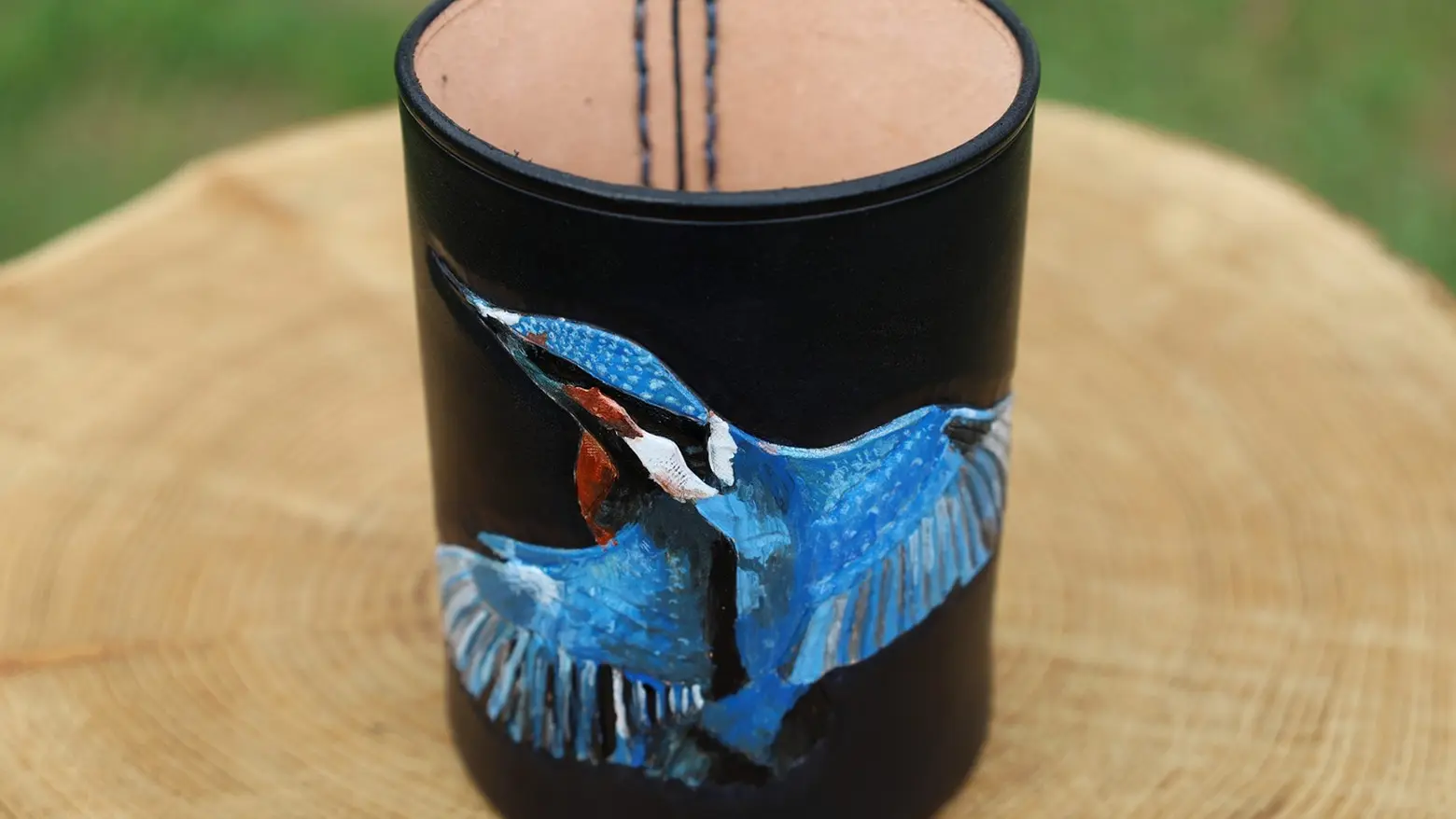 pot à crayons cuir martin pêcheur 5