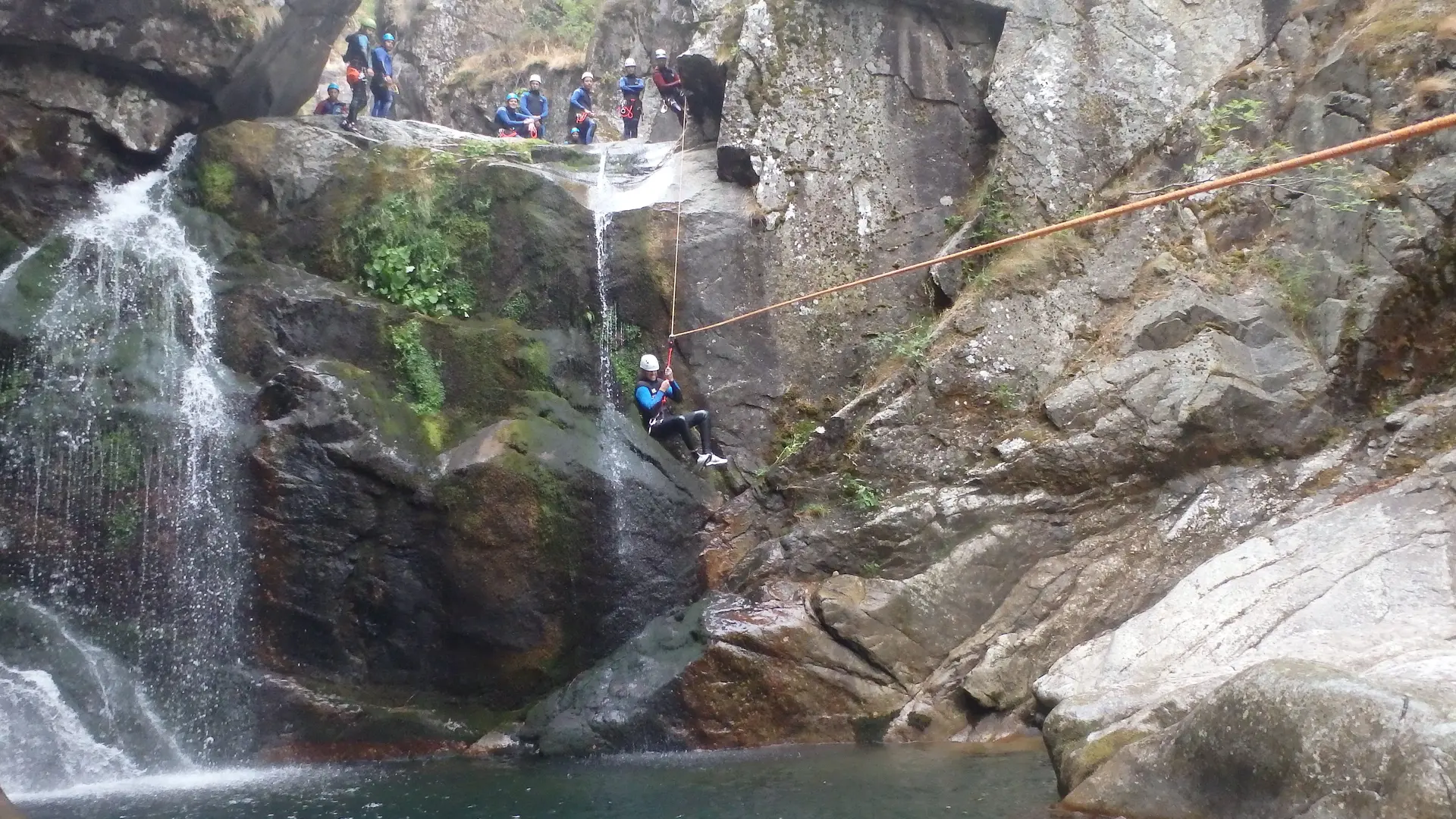 Tyrolienne en canyoning