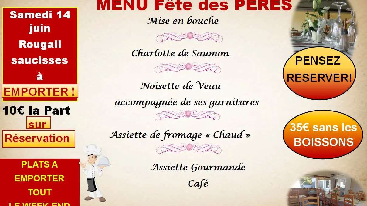 Menu Fête de Pères 15 juin