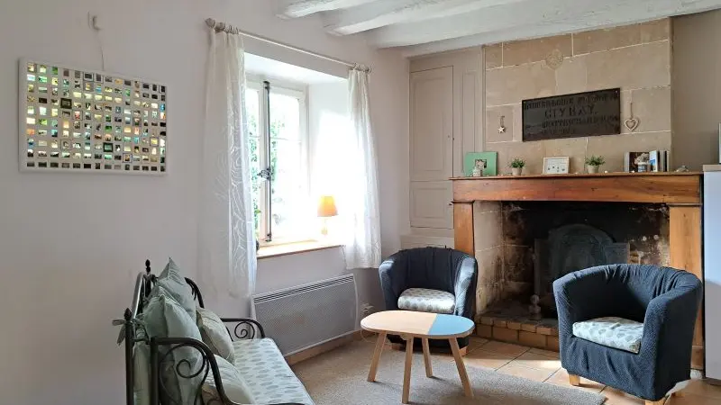 Ruelle des Jardins salon et cheminée - Gîtes Cosy Touraine (2)