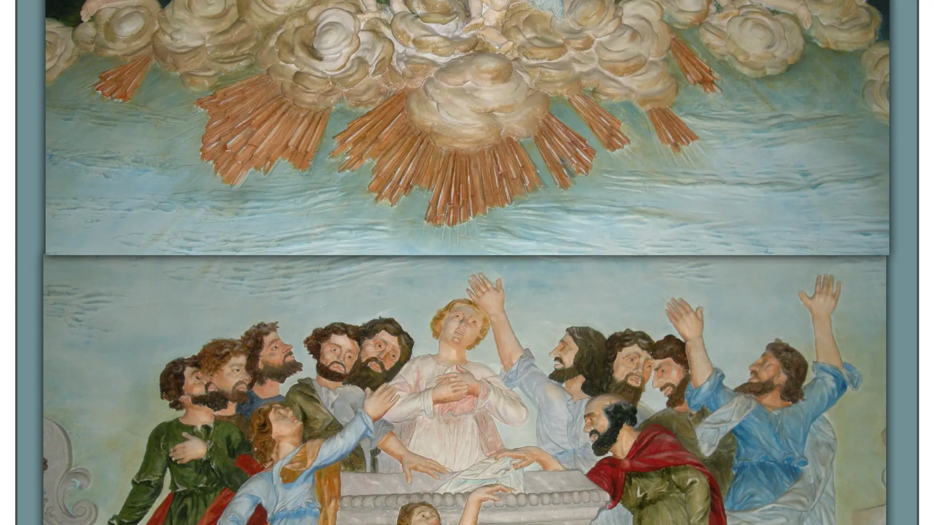 St Martin-sous-Montaigu Bas-relief des Apôtres et et de la Vierge