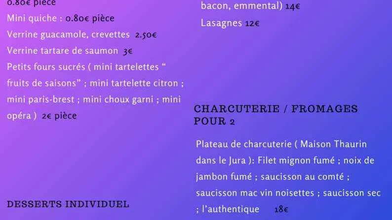 Carte traiteur