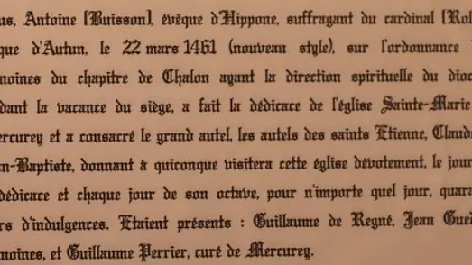 Traduction texte de dédicace de 1461 en latin
