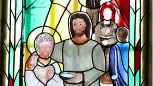 Vitrail du Baptême du Christ par Jean-Baptiste