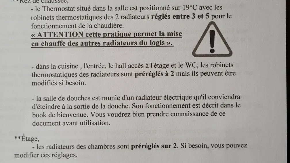 Consignes chauffage