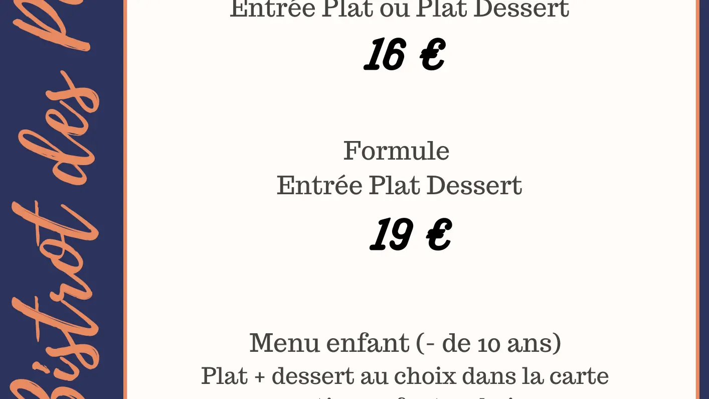 Carte des Papas - Menu du jour