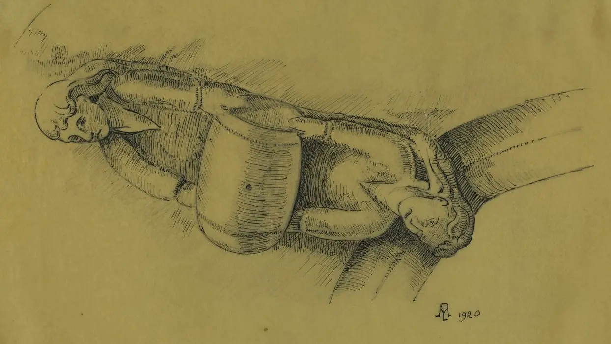 Dessin de la clé de l'arc du croisillon sud église de Jambles