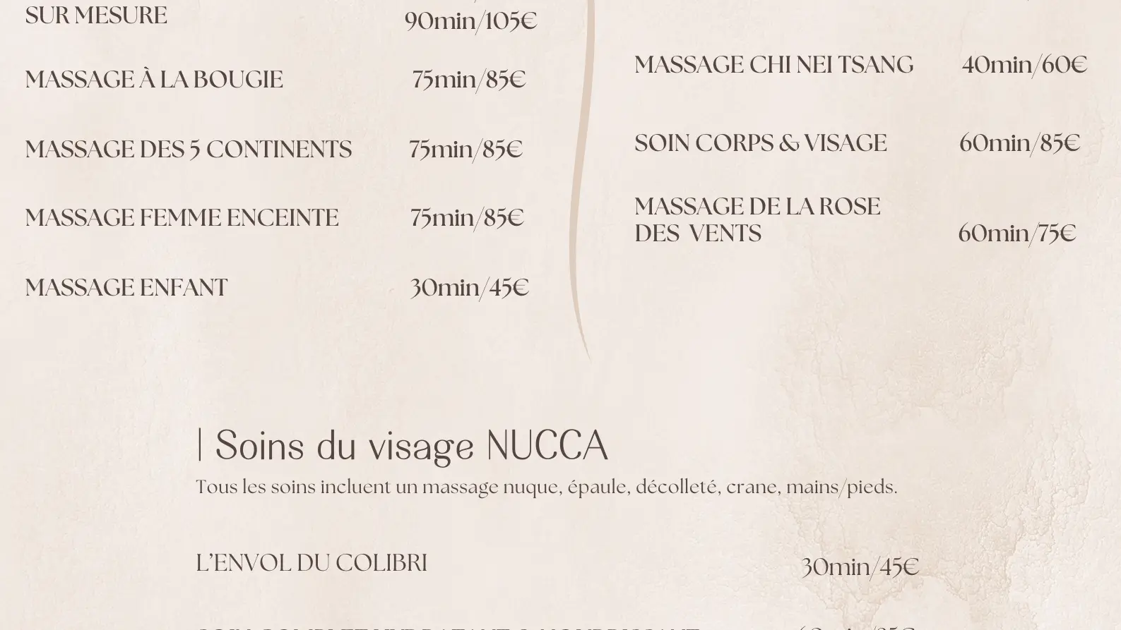 Liste des prestations