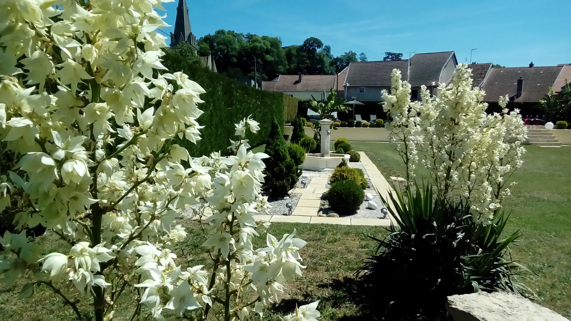 Fontaine et jardin