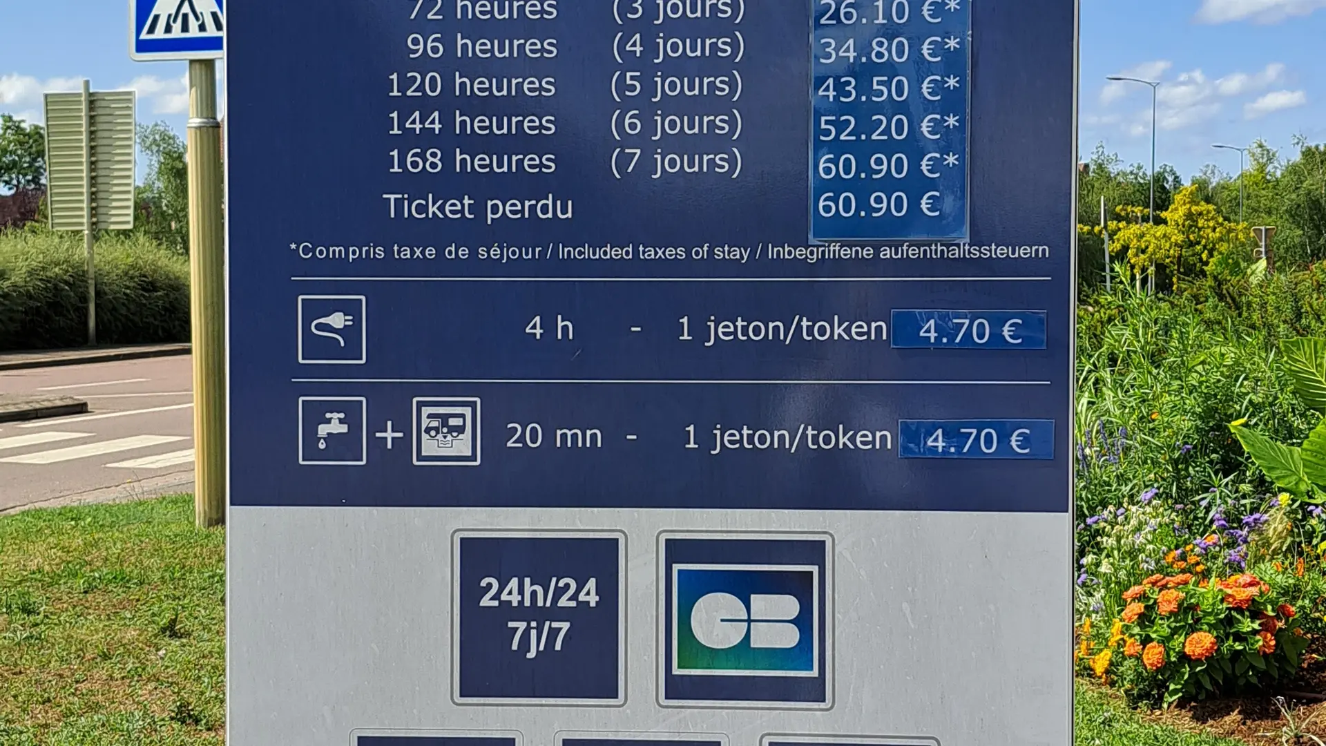 Tarif aire camping car Beaune CDG