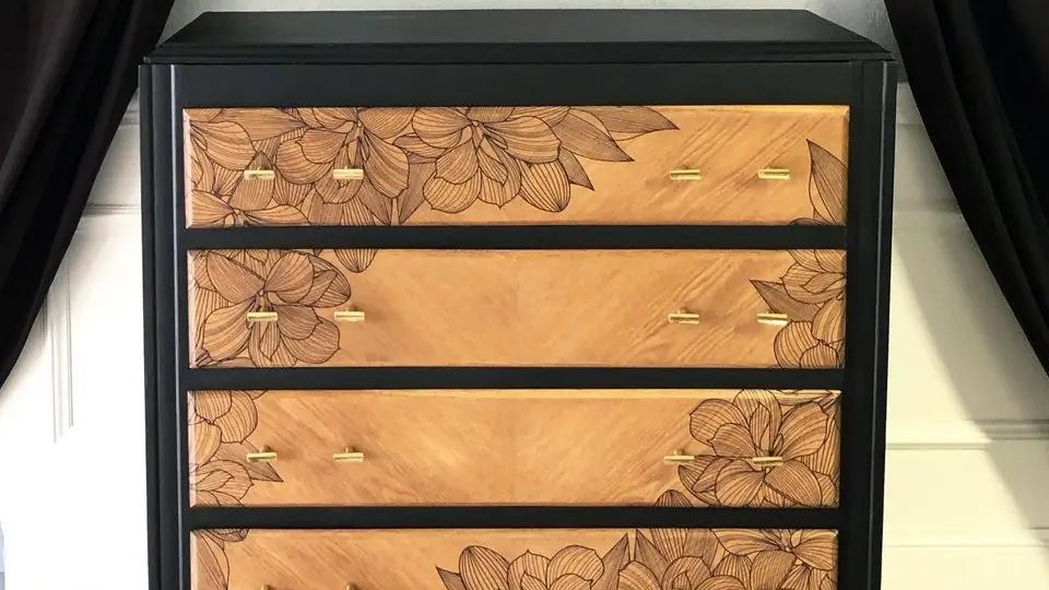 commode fleurs graphique