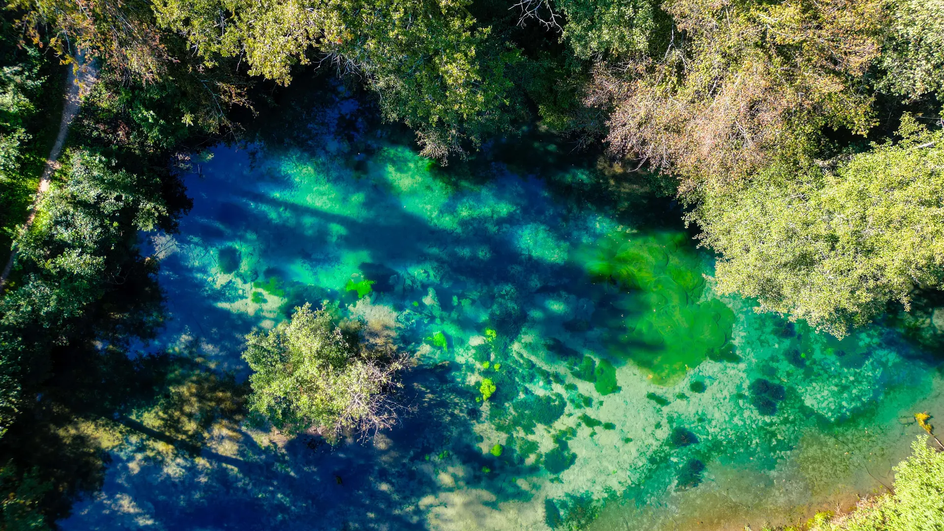 Résurgence de la Reigne, vu du ciel