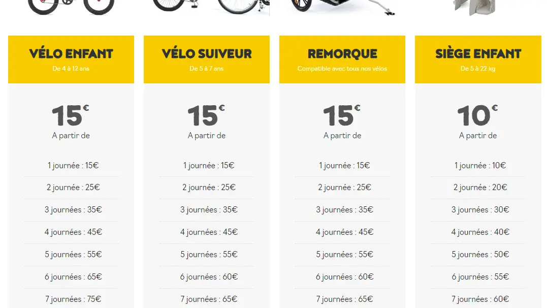 tarif vélos 2