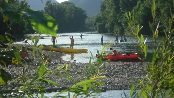 Plage confluent Jonte/Tarn Camping Brudy-Brudy Plage**