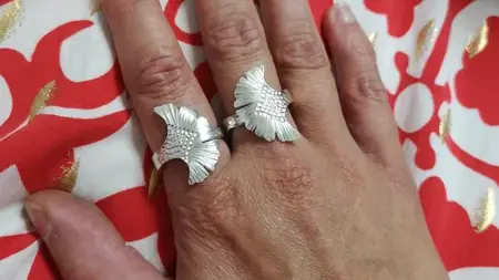 Bagues en argent massif feuille de ginkgo biloba