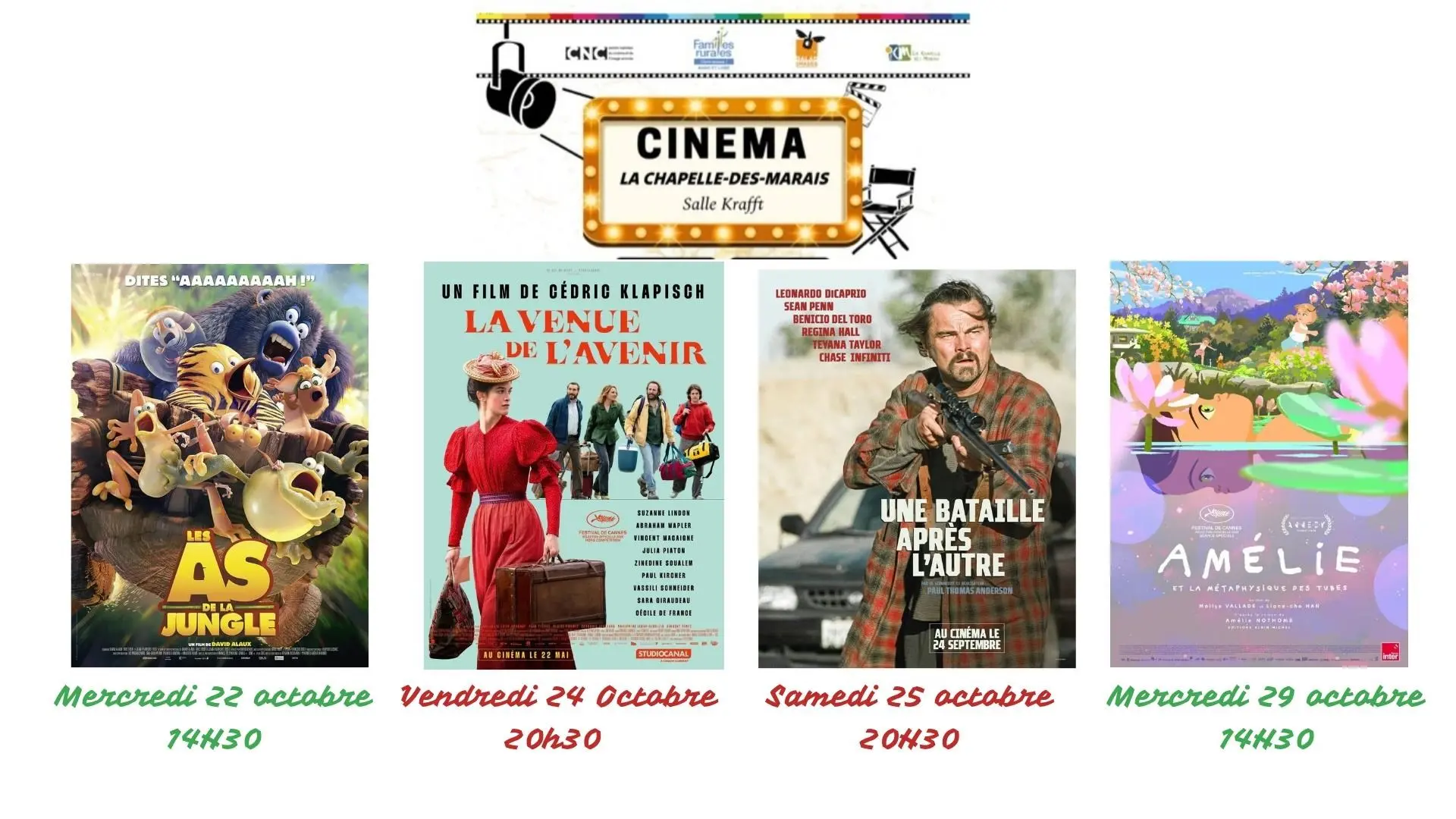 Films proposés par familles rurale en partenariat de cinémar