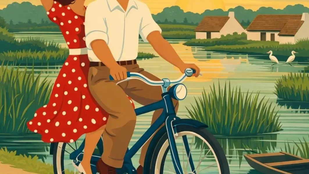 Affiche «Presqu'île vélo vintage»