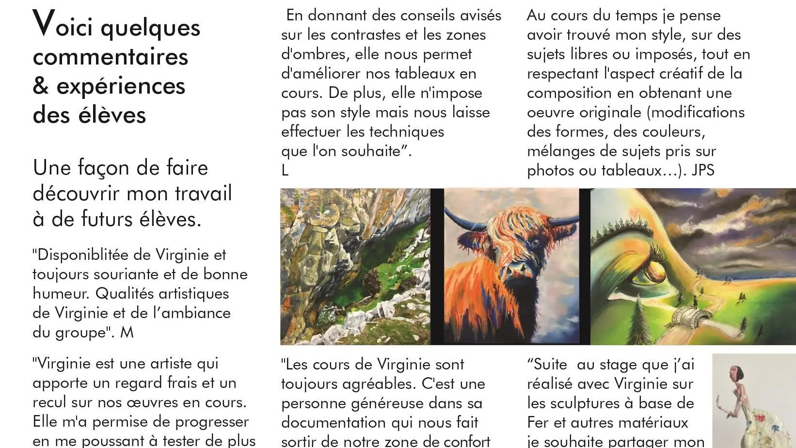 Quelques commentaires & expériences de mes élèves
