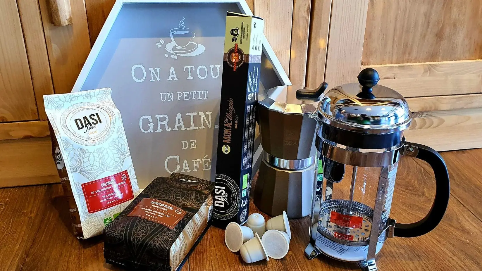 café grain, capsules bio dégradables et accessoires