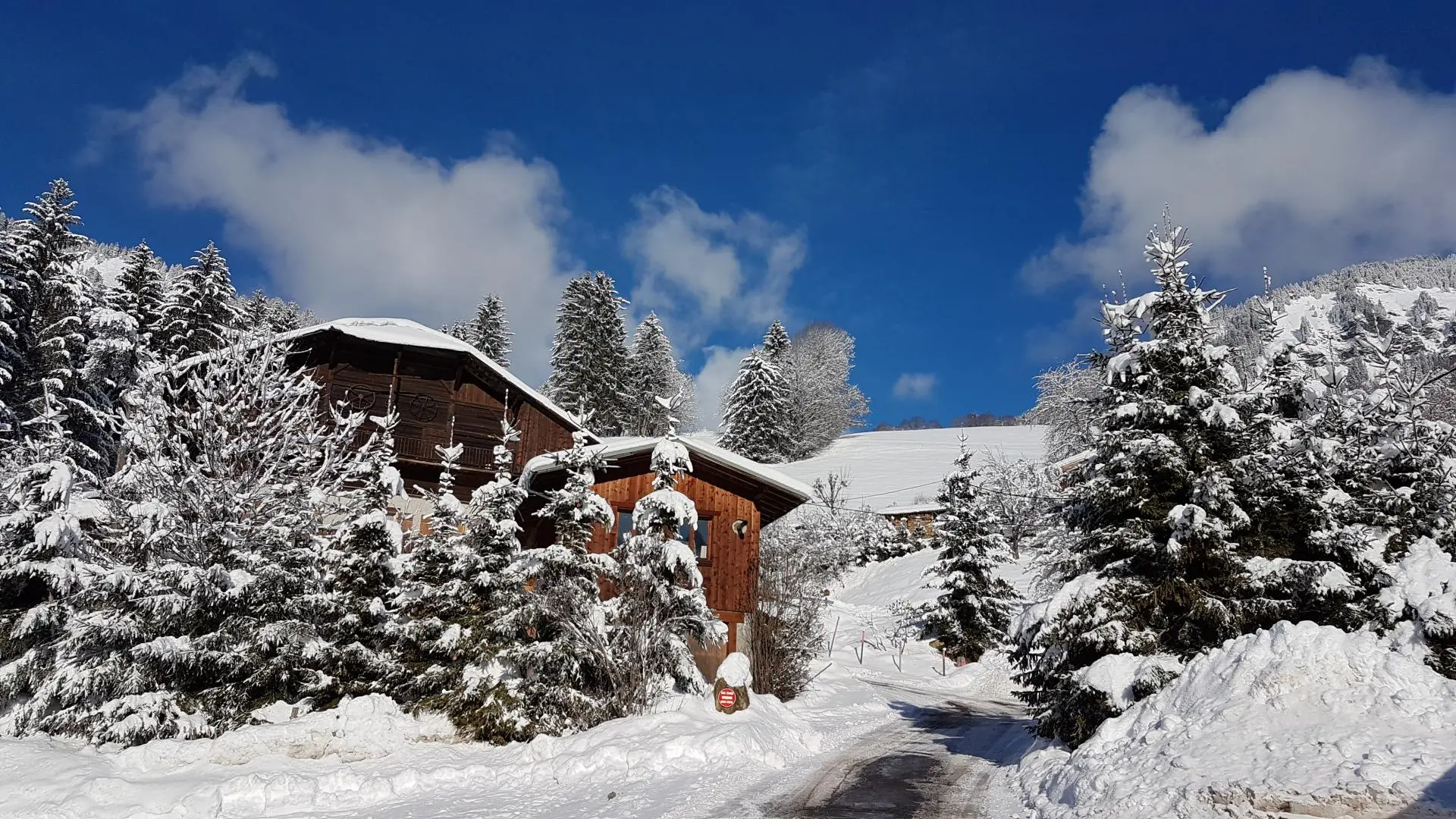 l'arrivée à la ferme de SERGE avec au sommet son parking