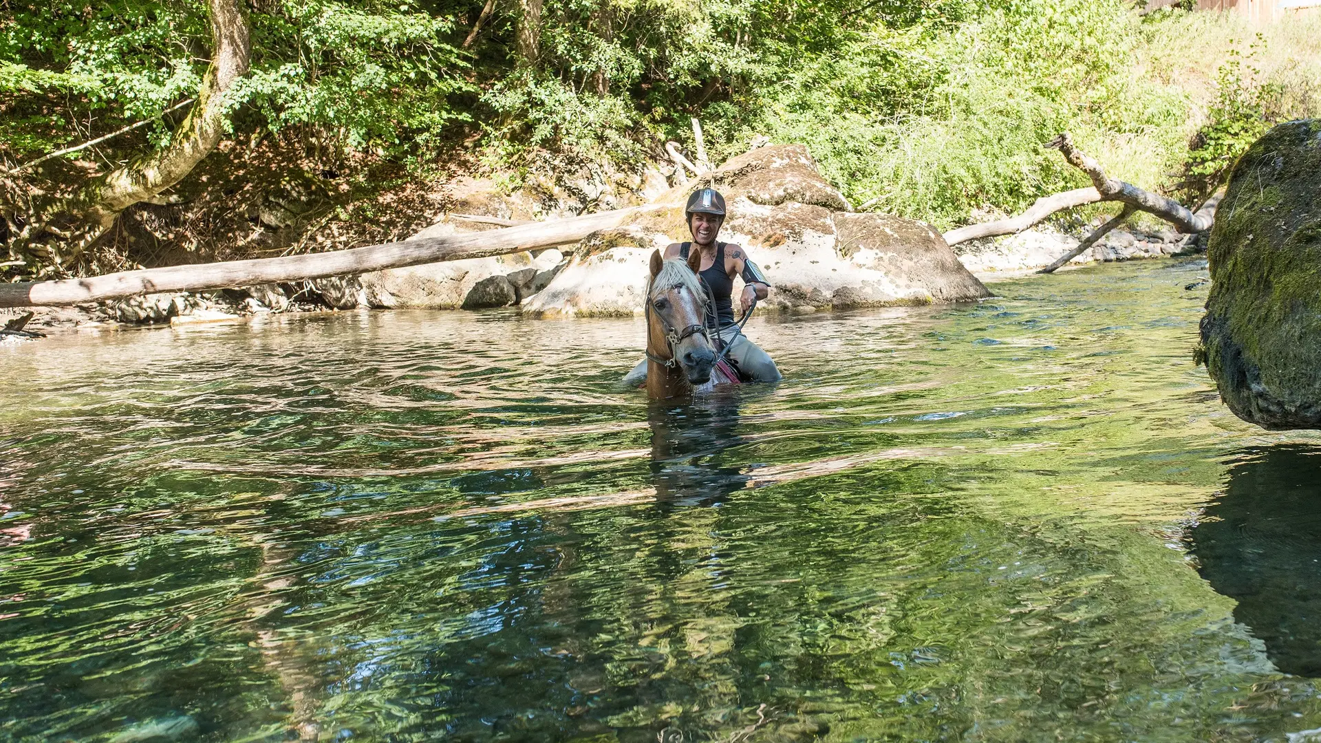 Horse riding with swimming