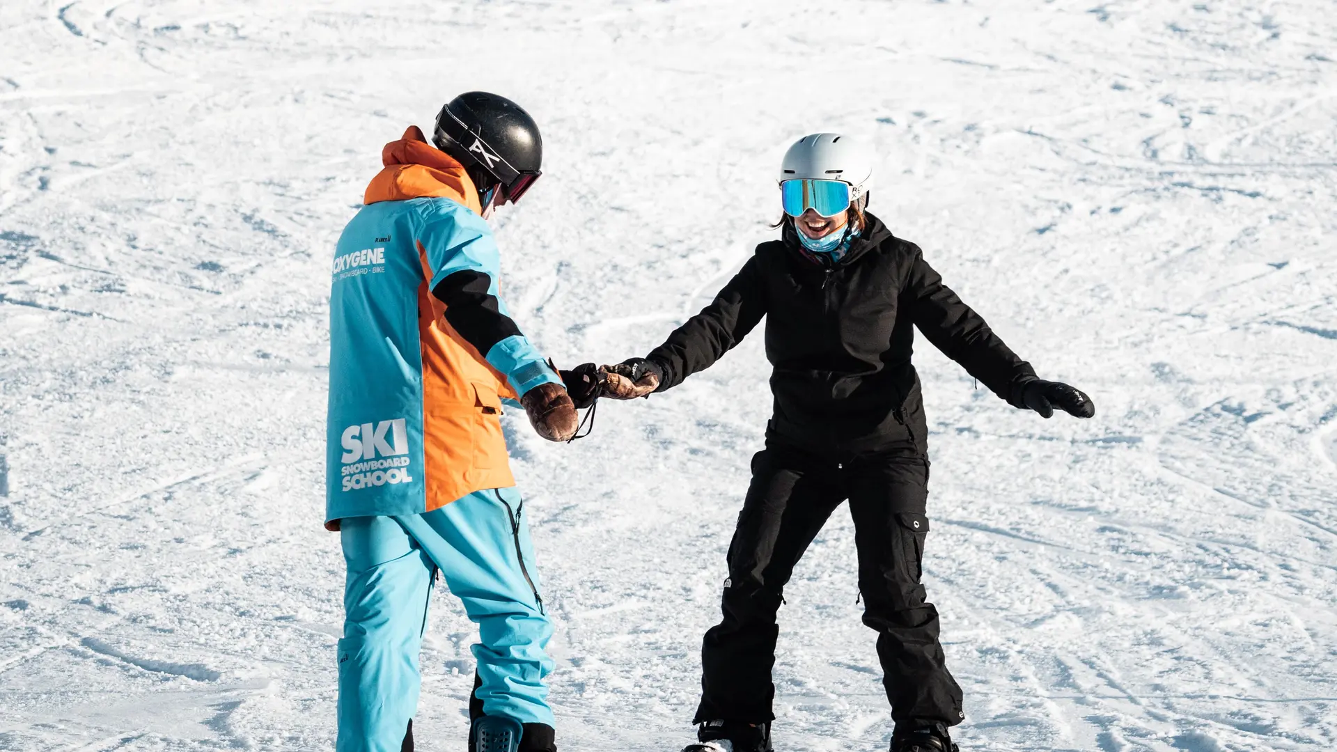 Cours de snowboard avec un moniteur Oxygène