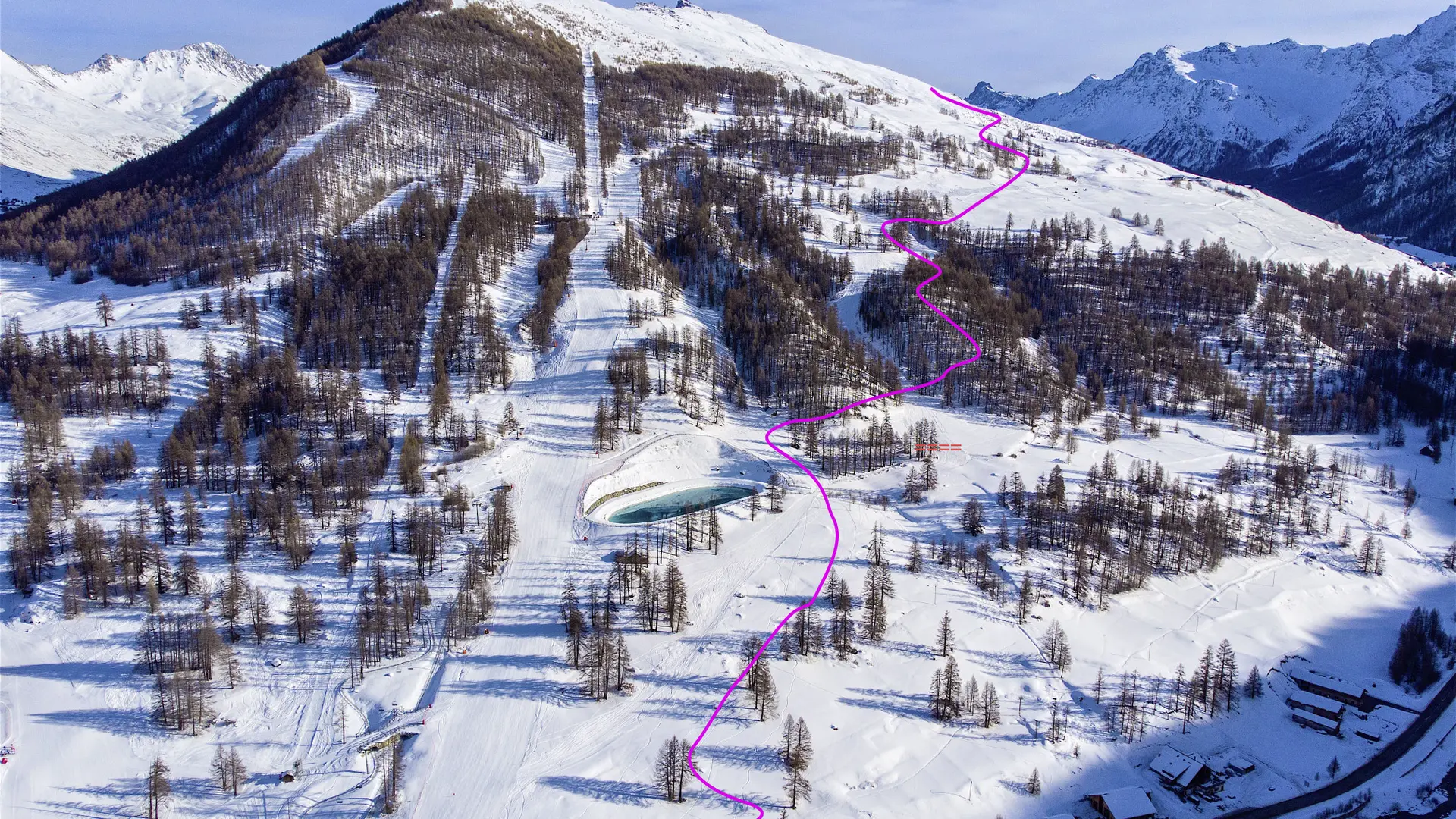 Tracé sur photo itinéraire de ski de rando