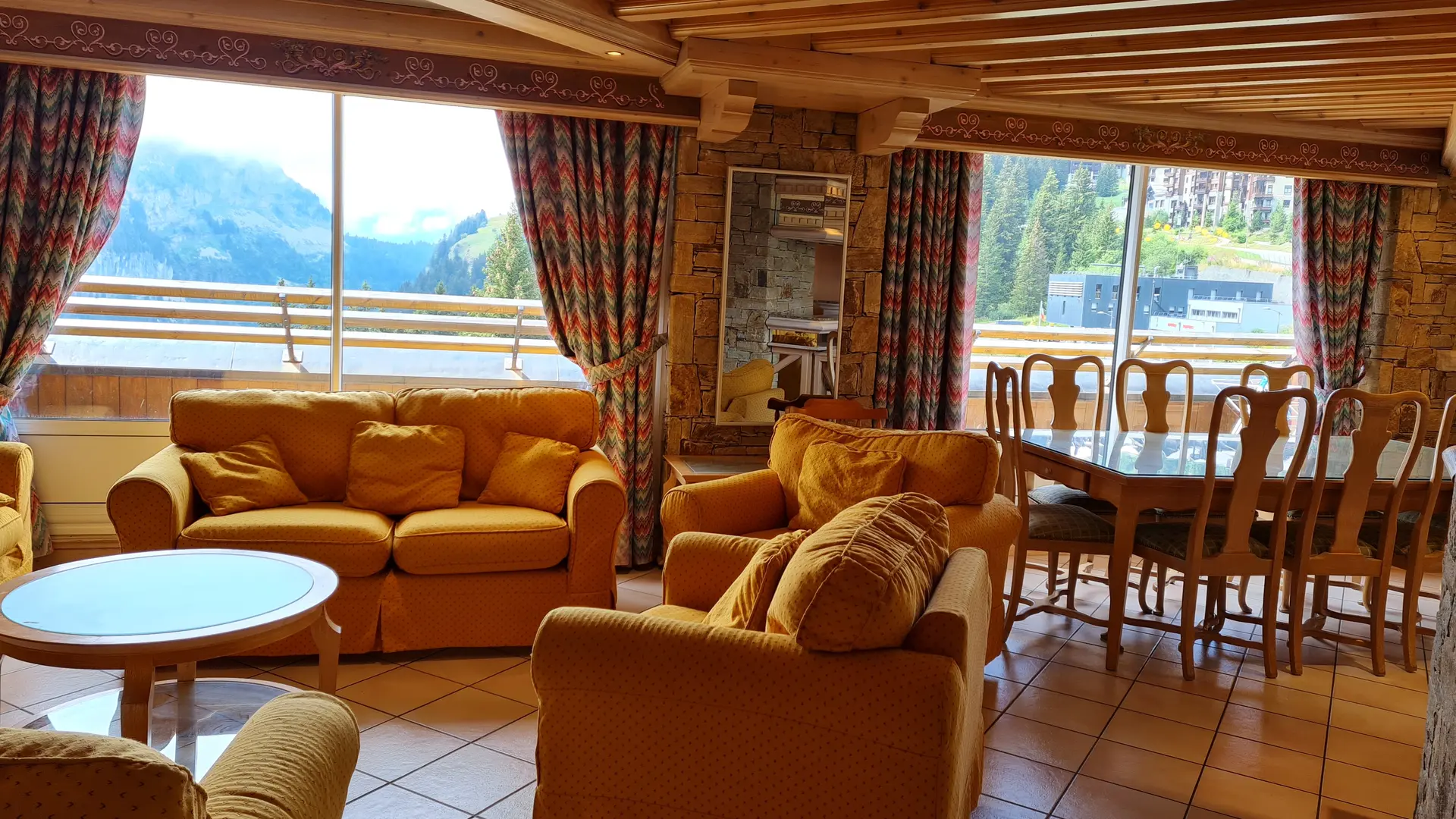 View of the living room and dining room