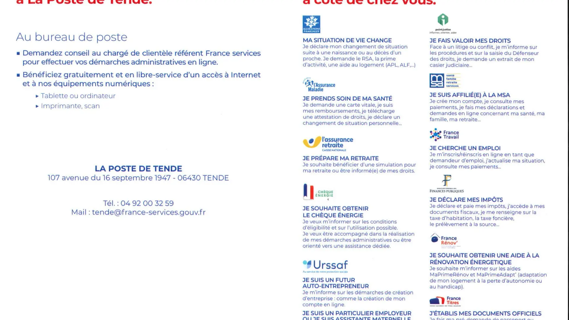 Services disponibles