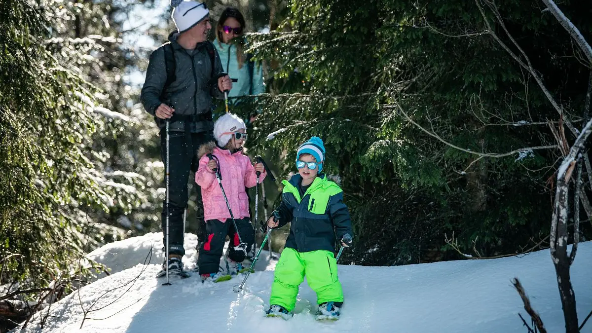 raquettes avec 2 kids