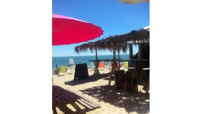 Shaded terrace overlooking the ocean