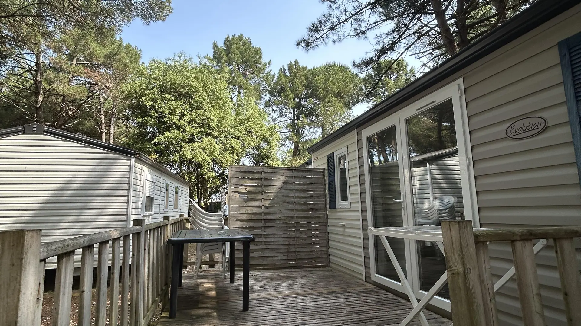 Outside terrace of mobile home