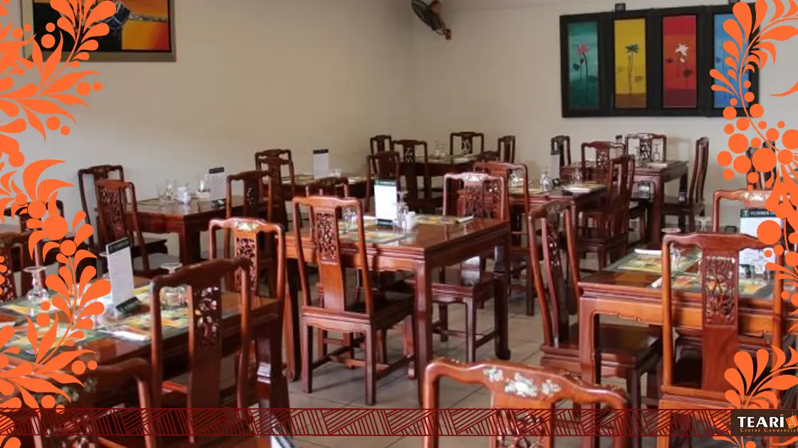 restaurant, chaises, table, Binh Minh, centre commercial de Téari