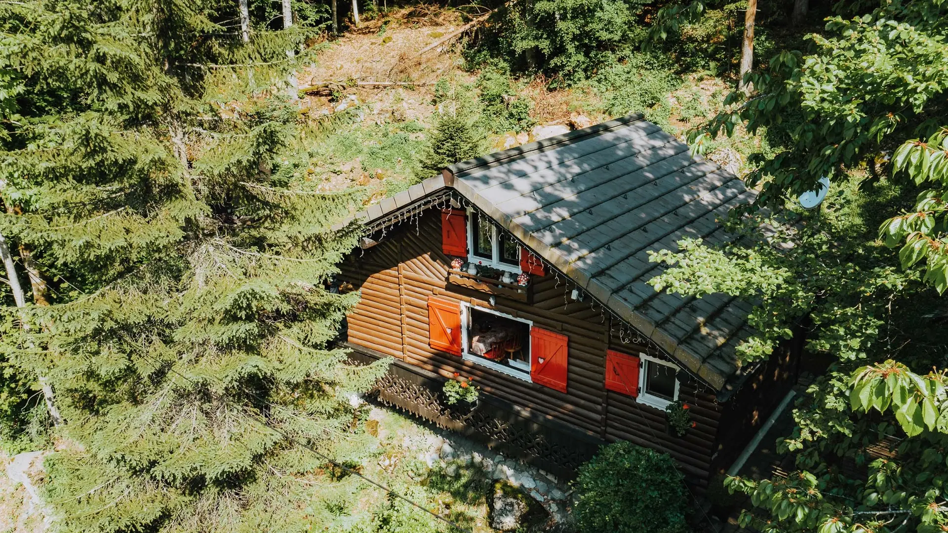 vue aérienne sur le chalet