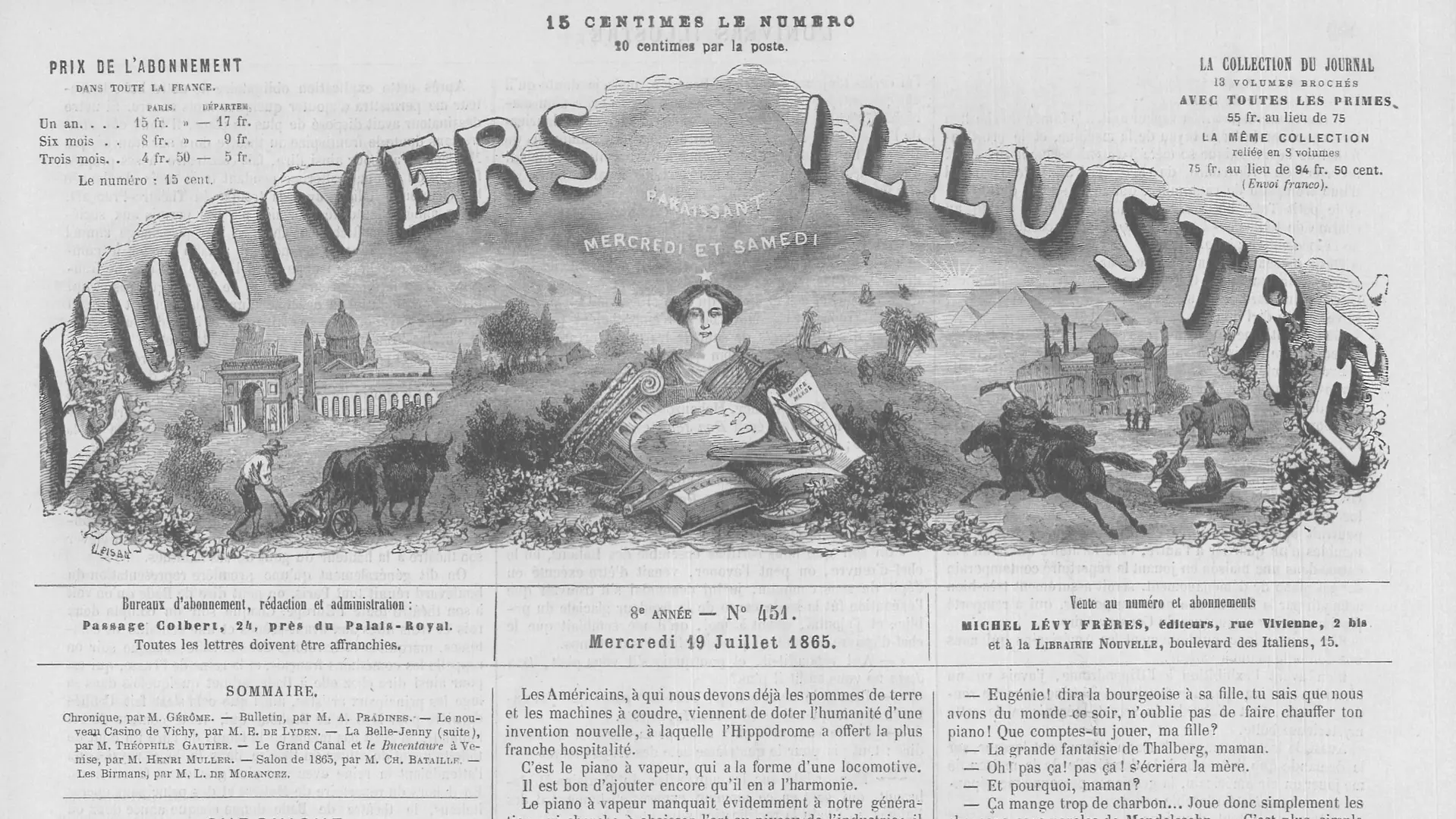 Extrait de l'Univers Illustré, 19 juillet 1865